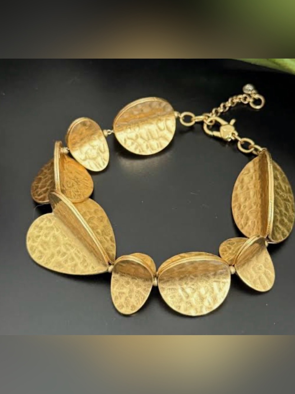 Kate Spade Metal Petal Hammered Gold Bracelet